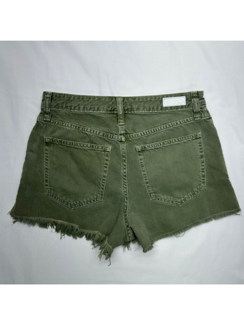 Abercrombie & Fitch Annie High Rise Women's 4/27 Olive Raw Hem Logo - Picture 15 of 15